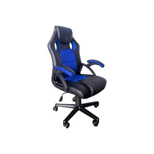 Cadeira Gamer Ergonômica Ajustável De Couro Preto E Azul 601 BRIGHT