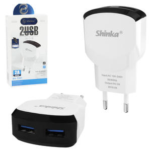 Carregador Turbo De Tomada 2.1A Com 2 Portas USB Fêmea Shinka SH-T007 SH-T007 SHINKA