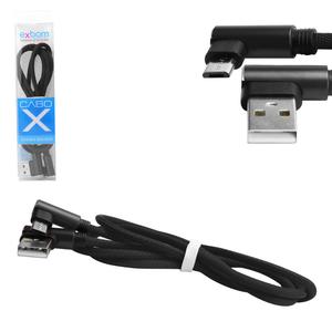 Cabo USB Em L Para Entrada V8 com Nylon 1.5A 90cm Preto CBX-U100V8F1 CBX-U100V8F1 EXBOM