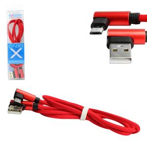 Cabo USB Em L Para Entrada V8 com Nylon 1.5A 90cm Vermelho CBX-U100V8F1 CBX-U100V8F1 EXBOM