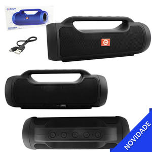 Caixa De Som Bluetooth 6W Soundbox Speaker com TWS FM P2 USB SD Mic Duplo Auto-Falantes com Alça Preto EXBOM CS-M70BT CS-M70BT EXBOM