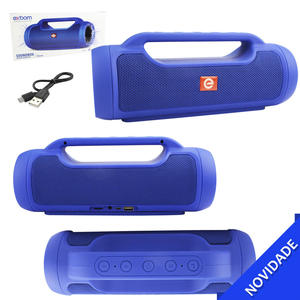 Caixa De Som Bluetooth 6W Soundbox Speaker com TWS FM P2 USB SD Mic Duplo Auto-Falantes com Alça Azul EXBOM CS-M70BT CS-M70BT EXBOM