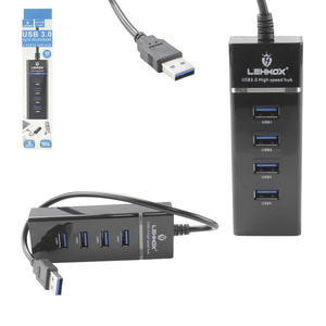 Hub USB 3.0 4 Portas 5bps 30 CM Preto Alta Velocidade LEY-200 LEHMOX