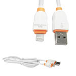 Cabo Para iPhone 2 Metros USB 2.1A Branco e Laranja MAKETECH LS-02 LS-02 MAKETECH