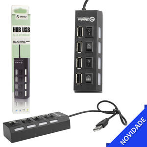 Hub Usb 2.0 4 Portas Liga E Desliga Alta Velocidade Preto SHINKA HUB4P SHINKA