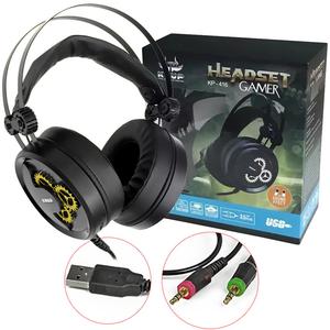 Headphone Gamer Com Microfone 7.1 Sound Efect Led Multi Cor Dourado KP-416 KP-416 KNUP