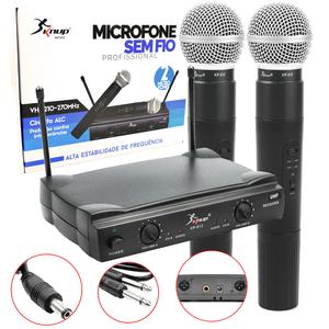 Microfone Sem Fio 30M Duplo Wireless Vhf Karaokê Kp-912 KP-912 KNUP