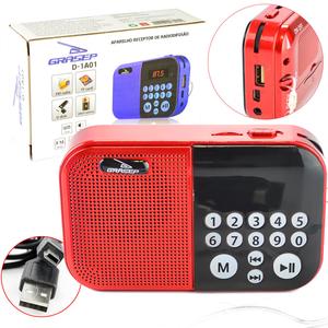 Radio Fm Portátil Digital Usb/Sd 3W Vermelho D-1A01 Grasep D-1A01 GRASEP