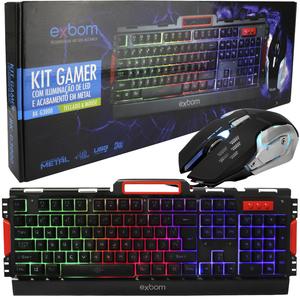 Kit Teclado E Mouse Gamer Semi Mecânico Led Preto BK-G3000 BK-G3000 EXBOM