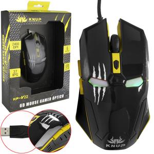 Mouse Gamer 2400 dpi 6 Botões Com Led Amarelo Knup KP-V22 KP-V22 KNUP