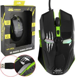 Mouse Gamer 2400 dpi 6 Botões Com Led Verde Knup KP-V22 KP-V22 KNUP