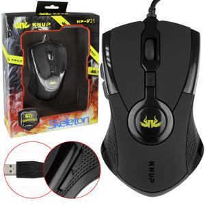 Mouse Gamer Skeleton 2400 Dpi 6 Botões Preto Knup Kp-v21 KP-V21 KNUP