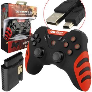 Controle 4 Em 1 Para Pc Ps1 Ps2 Ps3 Sem Fio Vermelho KP-4037 KP-4037 KNUP