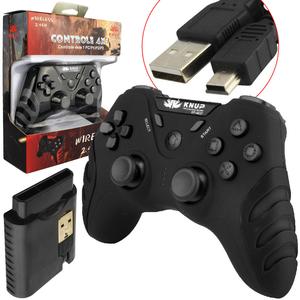 Controle 4 Em 1 Para Pc Ps1 Ps2 Ps3 Sem Fio Preto KP-4037 KP-4037 KNUP