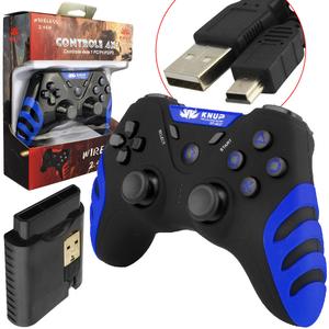 Controle 4 Em 1 Para Pc Ps1 Ps2 Ps3 Sem Fio Azul KP-4037 KP-4037 KNUP