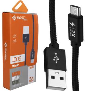 Cabo USB V8 2.0A com Malha 2 Metro Preto PMCELL CROMO-889 CROMO-889 PMCELL