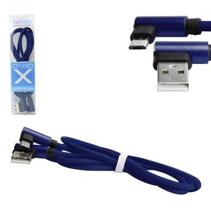 Cabo USB Em L Para Entrada V8 com Nylon 1.5A 90cm Azul CBX-U100V8F1 CBX-U100V8F1 EXBOM