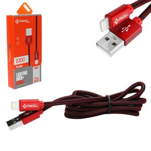 Cabo USB Lightning Para iPhone 2A 1 Metro em Nylon Vermelho PMCELL CB-21 CB-21 PMCELL