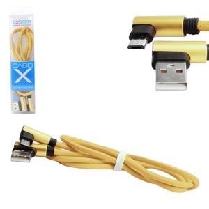 Cabo USB Em L Para Entrada V8 com Nylon 1.5A 90cm Dourado CBX-U100V8F1 CBX-U100V8F1 EXBOM