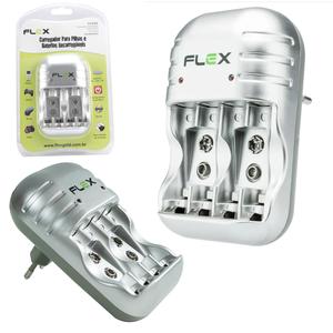 Carregador De Pilhas e Baterias AA AAA 9V Bivolt INMETRO FX-C03 flex