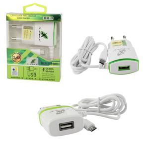 Carregador V8 2.4A Com 1 Porta USB de Tomada Ultra Rápido Com Led Verde ANATEL X-CELL XC-V8-LED XC-V8-LED X-CELL