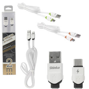 Cabo USB Para USB-C 2.4A 2 Metros Cores Sortidas SHINKA SH-01-TPC SHINKA