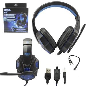 Headphone Gamer Com Microfone Com Led Azul DF-81 DEX