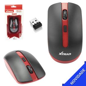 Mouse Óptico Sem Fio DPI Ajustavél 1600/2400/3200 4 Botões Vermelho XTRAD XD-605 XD-605 XTRAD