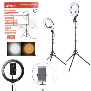 Iluminador Ring Light 26cm de Led Misto 3500k 5500k USB Tripé 2,15 Metros com Suporte para Celular e Câmera XTRAD CH0429 CH0429 XTRAD