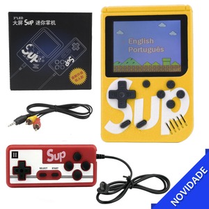 Mini Vídeo Game Portátil Com Controle SUP 400 Jogos Clássico Amarelo SUP GENERICO