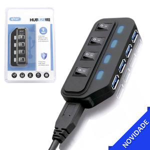 HUB USB 3.0 Com 4 Portas 5GBPS Com Led Indicador KNUP KP-T100 KP-T100 KP-T100 KNUP