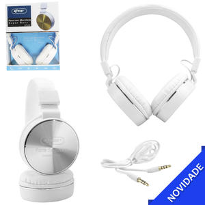 Headphone Com Microfone Super Bass Branco e Cinza KNUP KP-432 KP-432 KNUP