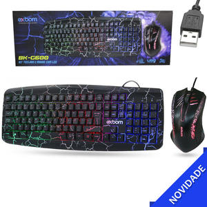 Kit Teclado E Mouse Com LED Preto EXBOM BK-G600 BK-G600 EXBOM