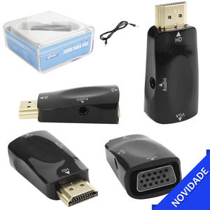 Adaptador HDMI Para VGA 1080P Com Entrada P2 KP-3469 KP-3469 KNUP