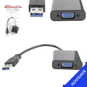 Cabo Conversor USB 3.0 Para VGA Fêmea Pc Ps3 Projetor 20 Centímetros Preto XTRAD XT2013 XT2013 XTRAD