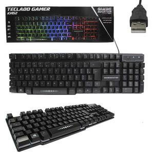 Teclado Gamer Com 6 Cores de LED Padrão ABNT 2 USB 1,40 Metros K-MEX KM52 KM52 KMEX