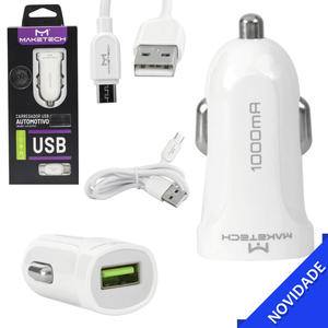 Carregador Automotivo Com Cabo de V8 Porta USB 1.0 Branco MAKETECH DL-C17 DL-C17 V8 MAKETECH