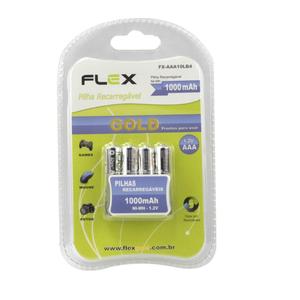 Pilhas Recarregáveis GOLD 1000mAh 1.2V AAA FX-AAA10LB4 FLEX FX-AAA10LB4 flex