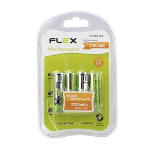 Pilhas Recarregáveis 4 unidades 2700 mAh 1.2V AA FX-AA27B4 FLEX FX-AA27B4 flex