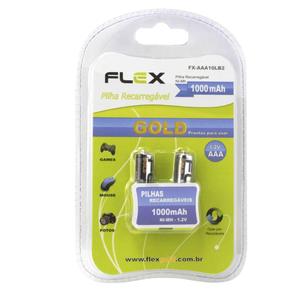 Pilhas Recarregáveis 2 unidades 1000 mAh 1.2V AAA FX-AAA10LB2 FX-AAA10LB2 flex