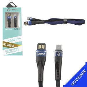 Cabo USB-C 3.0A USB Com Nylon 1 Metro Azul SHINKA CB-TPC-35 CB-TPC-35 SHINKA