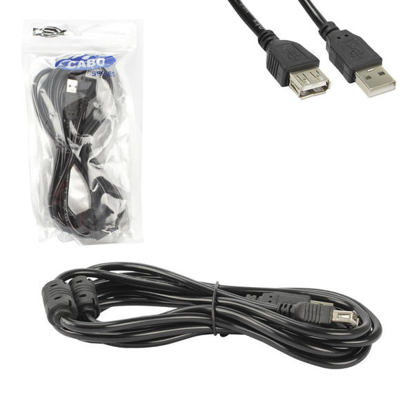 Cabo Extensor USB 2.0 3 metros (A macho / A fêmea)