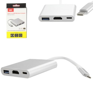 Cabo Adaptador USB-C Para USB 3.0 HDMI Fêmea E USB-C Fêmea 10 Centímetros LZ-04V DEX