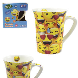 Caneca De Porcelana Emoticons 340ML ECOS POR19036 POR19036 ECOS