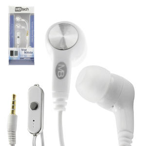 Fone de Ouvido Auricular Com Microfone Branco MBTECH MB53003 MB53003 MB TECH