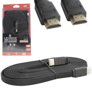 Cabo HDMI 2.0 5 Metros Macho Para Macho Com Malha Achatado 1080P LEY-10 LEHMOX