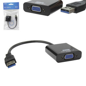Cabo Conversor USB 3.0 Para VGA Fêmea Pc Ps3 Projetor 20 Centímetros Preto KP-AD006 KNUP KP-AD006 KNUP