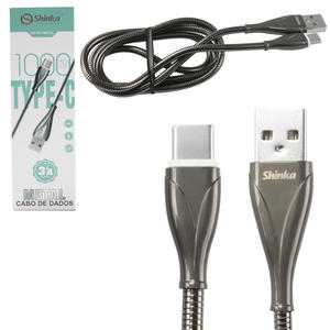 Cabo USB USB-C 3.A 1 Metro Preto SHINKA CB-TPC-METAL CB-TPC-METAL SHINKA