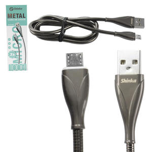 Cabo V8 3.A USB Metal 1 Metro Preto SHINKA CB-V8-METAL CB-V8-METAL SHINKA