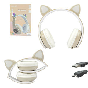 Headphone Cat Marrom Wireless 5.0 Com Led Colorido Anatel LEF-1018 LEHMOX